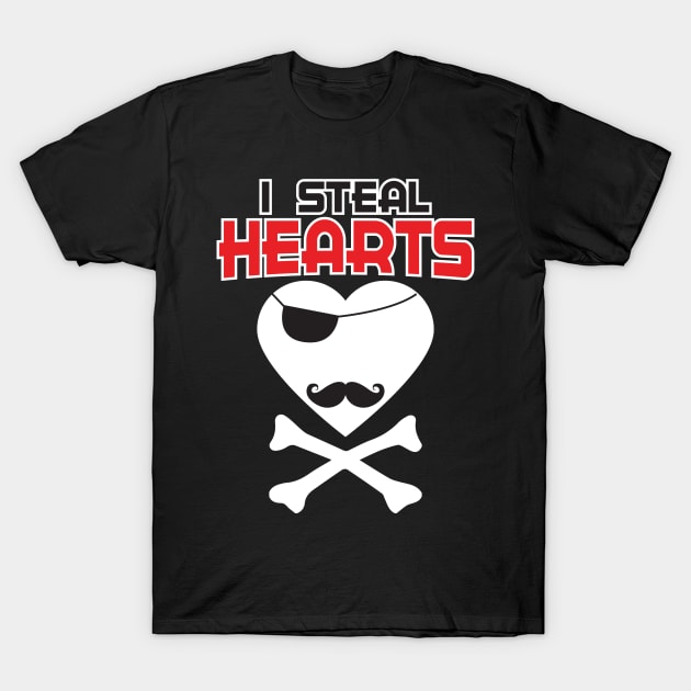 I Steal Hearts Pirate |  Pirate Boy Girl Toddler Valentine Gift T-Shirt by johnii1422